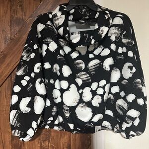 Bryn Walker Black, Women white and cream polka dot  crop top. Made in USA